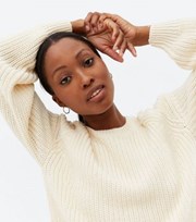 New Look Tall Cream Ribbed Knit Crew Neck Jumper